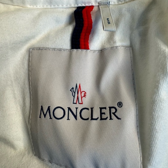 MONCLER Enfant Puffer Jacket LOVE Hoodie White Down Feather Zip 9-12 M ITALY - Picture 12 of 15